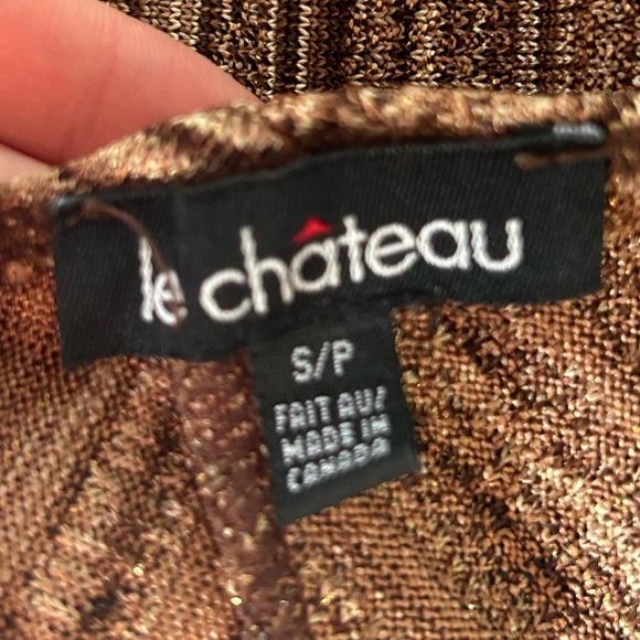 LE CHATEAU Vintage Halter Dress Brown Gold | Size S - Picture 5 of 5